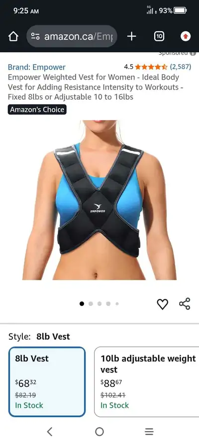 Save 45% Weighted 8 lb Exercise Vest New Women, Unisex, Teen, View more