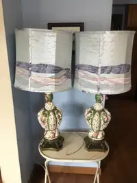 Vintage Ceramic Table Lamps - Brass Base