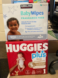 Huggies + Plus Diapers and Kirkland wipes