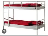 White IKEA metal bunk beds