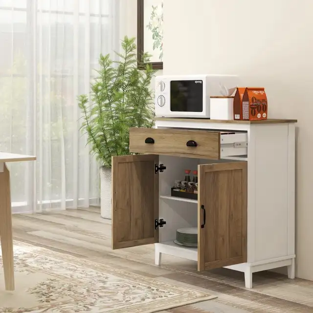 Wood grain Farmhouse Sideboard, Storage Cabinet Drawer 2 Doors  in Hutches & Display Cabinets in Markham / York Region - Image 8