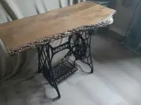 LIVE EDGE NEW FINISHED TABLE. Cast iron base! Read ad.