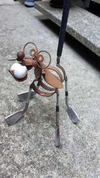 Vintage Golf Club Recycled Dog Yard Art Garden Sculpture Upcycle, View more