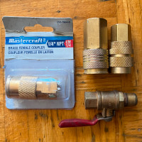 3 Brass Female Couplers and 1 Valve