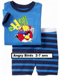 Pyjamas couts,  Neufs Angry Birds, 2 à 7 ans