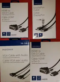 Insignia HDMI DVI VGA DisplayPort Cables