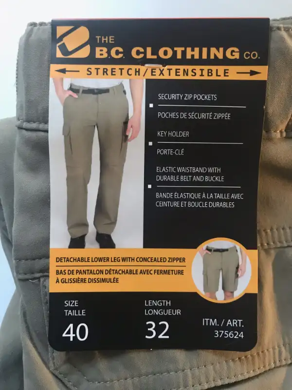 Men's Convertible Cargo Pants 40 x 32 BC Clothing Co in Men's in Bedford - Image 3
