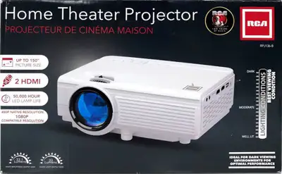 NEW LCD Home Theater Projector (RCA) RPJ136-B, White w/Screen, View more
