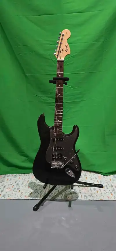 Fender Acoustic + Squire Strat Bundle w/ Amp, Boss Pedal, Stand, View more