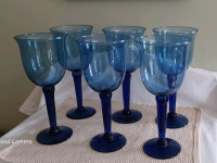 Set of 6 cobalt wine glasses