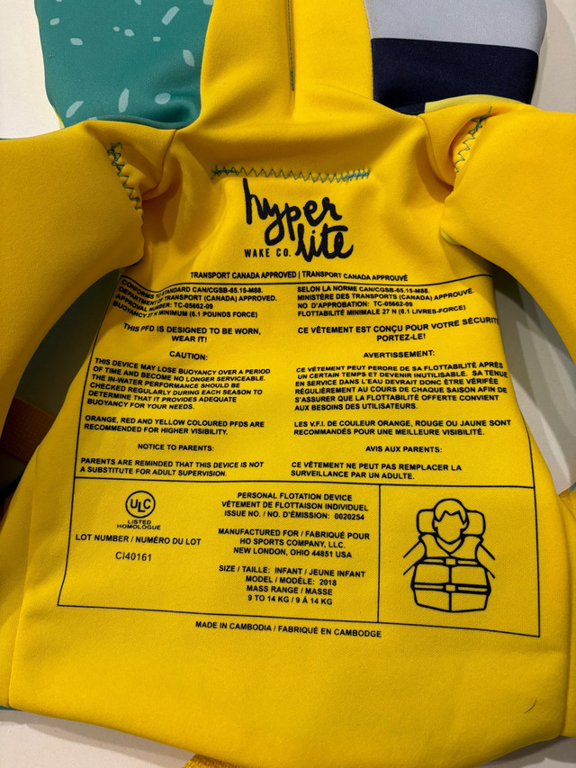 Hyper Lite Infant Water Life Jacket For Sale in Fishing, Camping & Outdoors in Regina - Image 2