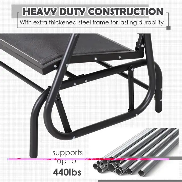Patio Double Glider Outdoor Steel Sling Fabric Gliding Bench Gar in Patio & Garden Furniture in Markham / York Region - Image 6