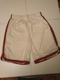 basketball shorts white with red stripe