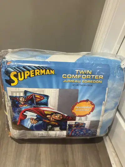 Superman twin comforter and sheet set., View more