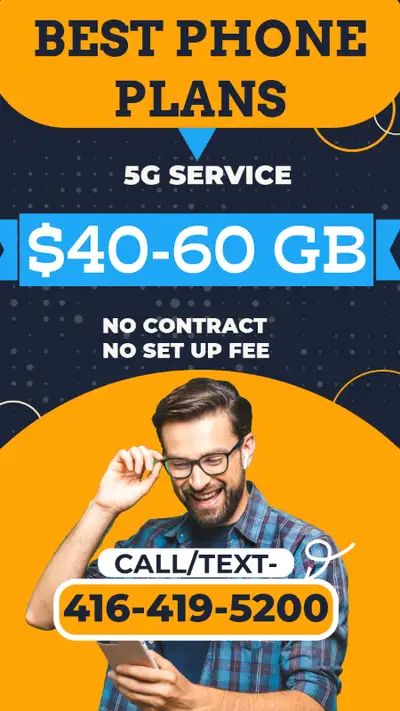 GET THE BEST CELL PHONE PLAN - 60GB (5G)  - JUST $40 MONTHLY, View more