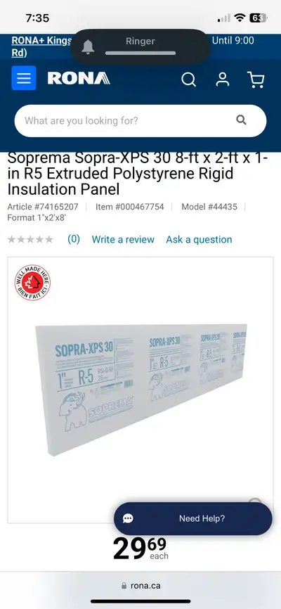 1”x2x8’ R-5 Soprema XPS-30 Rigid Insulation, View more