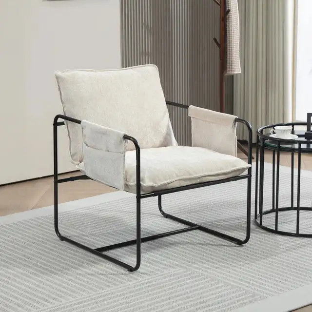 Modern Accent Chair, Upholstered Armchair with Side Pockets and  in Chairs & Recliners in Markham / York Region - Image 8