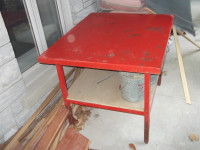 Solid steel table for workshop or garage
