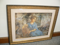 HUGE Beautifully Framed Lady Print from Estate-Almost 5' x 4'