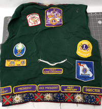 Vintage Green Lions Club Vest with Crests Patches