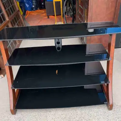 Modern Curved Wood & Tempered Glass TV Stand - 44”, View more