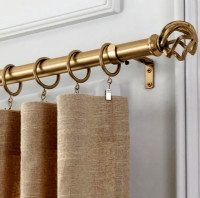SOLD- Voiiy Curtain 3/4" Rod - 32 - 60 in, Twisted Finials, Gold