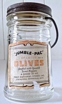 Antiquité 1950 Collection Pot Olives First National Stores Inc.