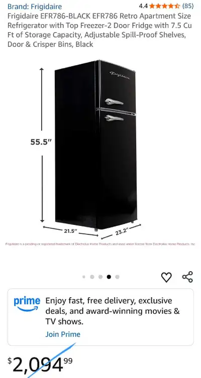 RETRO APARTMENT SIZE FRIDGIDAIRE FRIDGES 7.5 cu.ft $289.99, View more