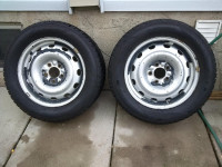 Two 225/55R16 Nokian Hakkapeliitta Winter Tires On Steel Rims