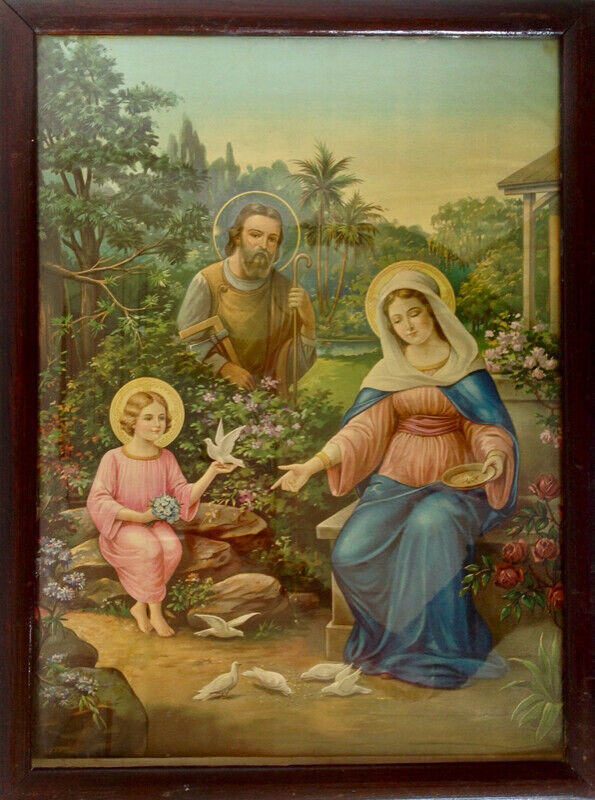 Antiquité Collection Art religieux Cadre ancien "Sainte Famille" dans Art et objets de collection  à Lévis