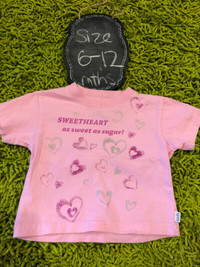 Girls pink ROOTS 73 sweetheart  t-shirt 6-12 Months