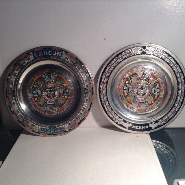 2 X Vintage Mexican Silver Aztec Calendar Art in Arts & Collectibles in Vancouver - Image 2
