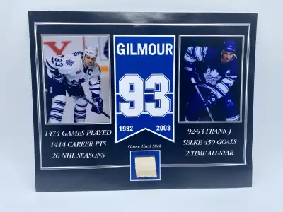 Doug Gilmour Toronto Maple Leafs Piece of Game Used Stick - Grates of the Game COA -Size is 8x10 -Ju...