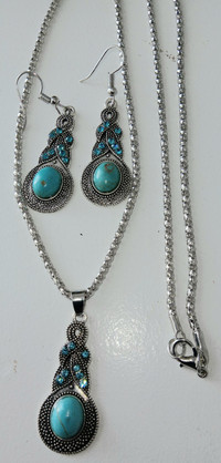 New turquoise earrings and necklace set