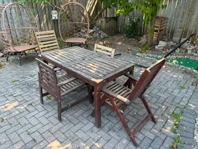 Patio table and chairs, View more