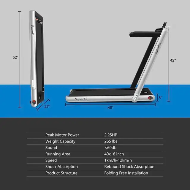 2 in 1 Electric Folding Treadmill in Exercise Equipment in Cambridge - Image 2