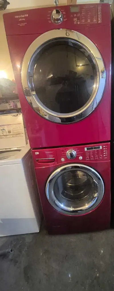 Red LG washer and Frigidaire dryer, they work great, no issues. Asking 1375 I can drop them off or y...