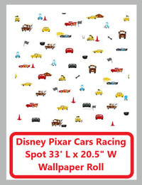 (NEW) Disney Pixar Cars Racing Wallpaper White 20.5”x33’ 56 sq’