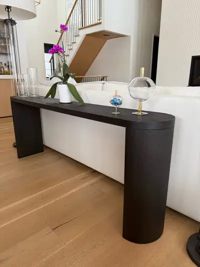 Restoration Hardware Corta Black Oak Sofa/Entry Table, View more