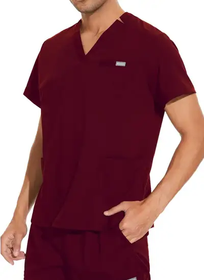 Selling this brand new burgundy scrub set, size Large. This set includes both the top and pants, per...