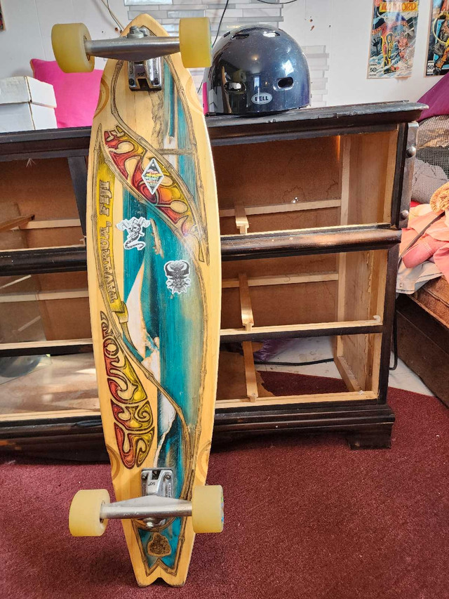 Long board  and helmet  in Skateboard in Kingston