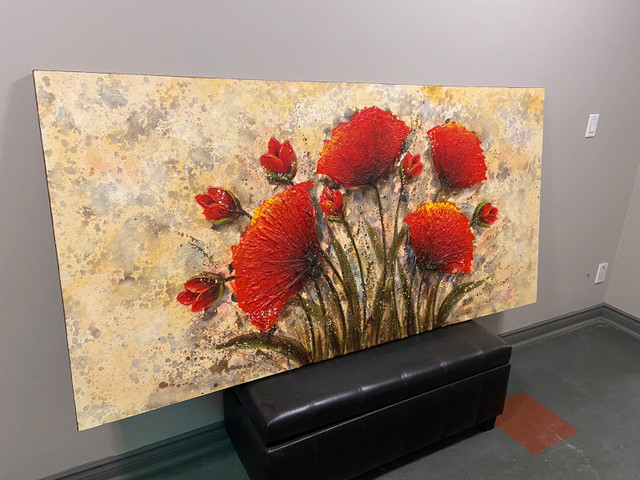 Beautiful Red Flowers Canvas Painting 6.5 ft x 3 ft in Arts & Collectibles in Oshawa / Durham Region