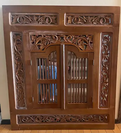 Hand-Carved Solid Wood Wall Cabinet / Mirror Frame, View more