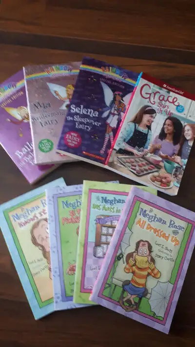 Used books,excelent condition. American girl (Grace stirs it up) Meghan Rose (All dressed up,Has ant...