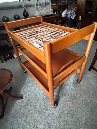 TEAK TIERED SOLID WOOD CART, View more