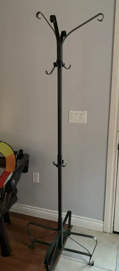 Wrought Iron Coat Tree, Black, View more