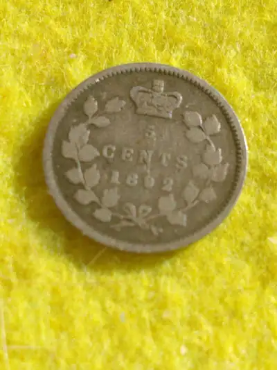 Nice VF/XF 1892 Canada .925 silver five cents KM #2, View more