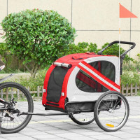 Dog Bike Trailer, 2-in-1 Dog Wagon Pet Stroller for Travel with 