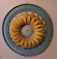 Round Metal Outdoor Sunflower Wall Art