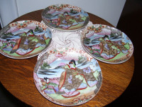 Japanese Style Hand-painted Plates - Set of 4
